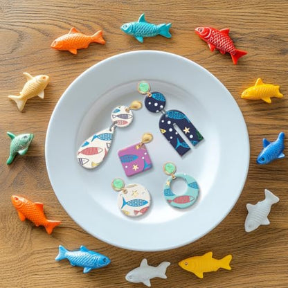CHGCRAFT Cartoon Fish Polymer Clay Texture Sheets Seaweed Silicone Texture Stamp Clay Modeling Pattern Pad Texture Sheets for Polymer Clay Making Earrings Jewelry - style: Cartoon Fish