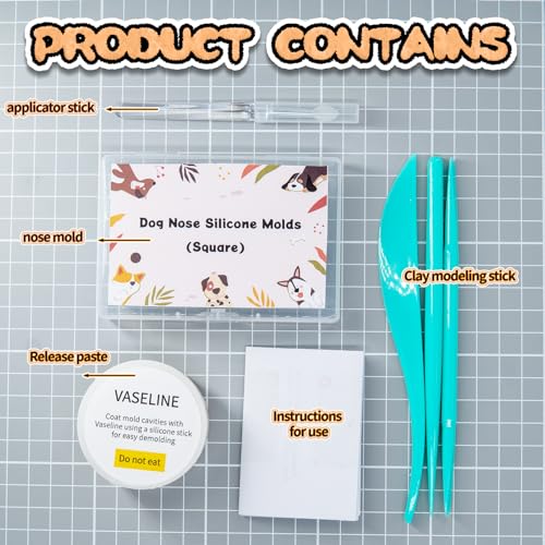 Nuvretk 7 Cute Silicone Molds for Needle Felting - Dog Nose Shapes for Stuffed Animals, DIY Crafts, and Accessories (Square) - size: DOG-Square