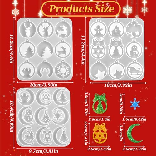 6 Pack Christmas Resin Earring Molds with Holes, Various Moon Round Shapes Snowflake Snowman Christmas Tree Elk Gingerbread Man Silicone Mold for DIY Making Earring Pendant Jewelry Gift - color: 6 Pcs Moon Round Shapes Christmas Earring Mold
