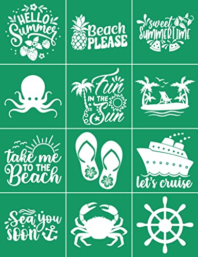 DGAGA Silk Screen Stencils,Summer Self Adhesive Silk Screen Stencils Reusable,Sea Ocean Mesh Stencil for Chalk Paste Beach Screen Printing Stencils for Painting on Wood,Chalkboard,Fabric,Home Decor - color: sea ocean stencils