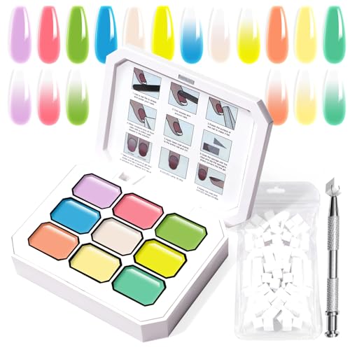 Gradient Painting Gel,9 Bright Spring Summer Colors Ombre 3D Sculpture Gel Painting Effect for Pigment Pat French Manicure Soak of UV Home Salon Easter Eggs Set - color: Easter Eggs Set