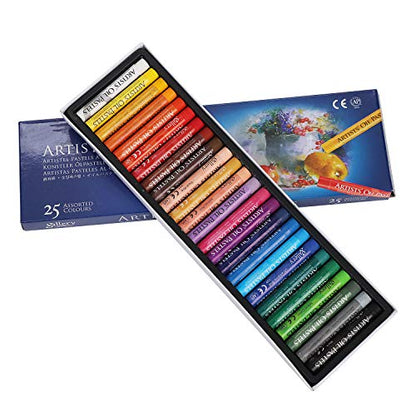 KUPTOOL Oil Pastel Set,Professional Painting Soft Oil Pastels Drawing Graffiti Art Crayons Washable Round Non Toxic Pastel Sticks for Artist,Student,Beginner (25 Colors)