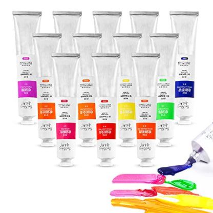 Paul Rubens Oil Paint, 12 Neon Colors with High Saturation, 50ml Large Tubes, Faster Drying Time, Art Supplies for Artists, Students, Beginners - color: 12 Neon Colors