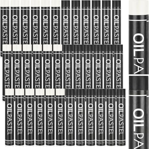 Geyoga 36 Pcs Soft Oil Pastels Bulk Artists Oil Crayons Single Color Creamy Pastels for Art Painting Drawing Blending for Artists(Black, White) - color: Black, White