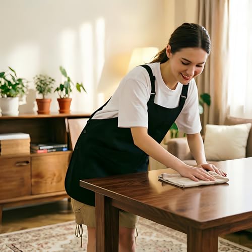 NEWGEM Waterproof Apron with Pockets for Women Cooking Painting Baking Gardening - color: 6 Pockets Black