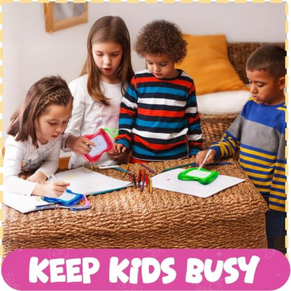 Bedwina Mini Magnetic Drawing Board for Kids - (Pack of 12) Backpack Keychain Clip Drawing Boards, Erasable Doodle Sketch Writing Pad Boys & Girls, Birthday Kids Party Favors - size: 12 Count (Pack of 1)
