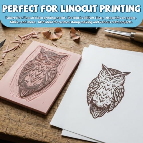 12Pcs 4x6 Inch Linoleum Blocks for Printmaking, Stamp Carving & DIY Linocut | Block Printing Supplies, Stamp Making, Relief Printing, Soft Flexible rubber, For cards, fabric, posters & classroom art - style: 12pack