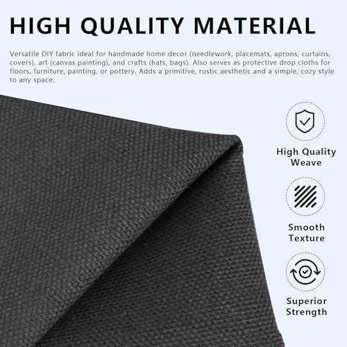 Canvas Fabric, 60" Wide Medium Weight 8 oz Duck Fabric for Quilting, Sewing, Crafts, Painting, Drop Cloths (Black) - color: Black, size: 60''x80''