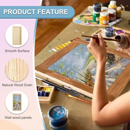 MECCANIXITY 2 Pack Wood Canvas Boards, 6x12 Inch Art Canvases Square Unfinished Wood Panel for Painting, Crafts, DIY Projects, Pouring Art - size: 6x12 Inch
