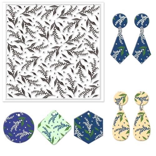 CHGCRAFT Lily of The Valley Polymer Clay Texture Sheets Flowers Silicone Texture Stamp Clay Texture Mat Modeling Pattern Pad Texture Sheets for Polymer Clay Jewelry and Clay Earrings Tools - style: Lily