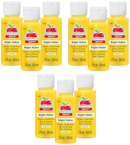 Apple Barrel Acrylic Paint, Bright Yellow (Pack of 9) 2 oz, 20513EA- (Pack of 9) - color: Bright Yellow, size: 2 Fl Oz (Pack of 9)