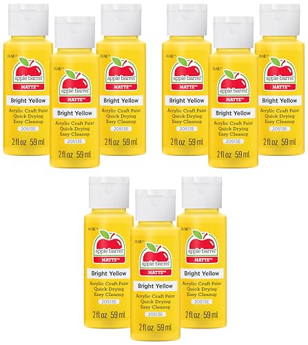Apple Barrel Acrylic Paint, Bright Yellow (Pack of 9) 2 oz, 20513EA- (Pack of 9) - color: Bright Yellow, size: 2 Fl Oz (Pack of 9)