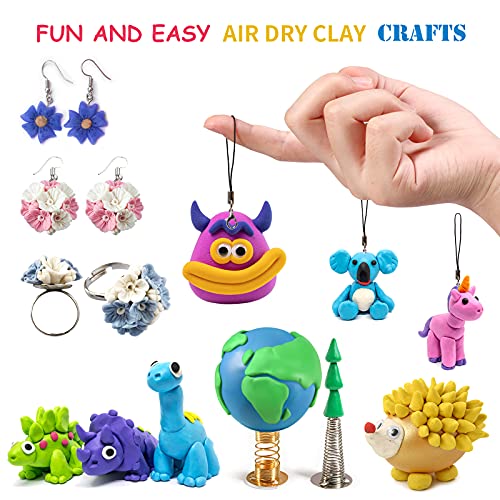 Ecurfu Air Dry Clay 24 Colors, DIY Modeling Clay with Tools, Toy Gifts for Kids - size: 24 Pcs