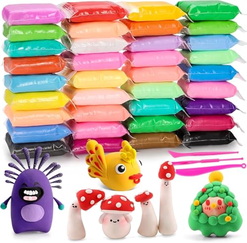 EDIFON Air Dry Clay Kit, 36 Colors Modeling Clay with Tools, Ultra Light, Safe and Non-Toxic, Ideal Gift for Kids (36 Colors+ Tools) - color: 36