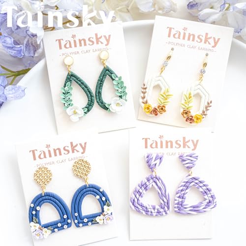 Tainsky Organic Shapes Clay Cutters for Polymer Clay Jewelry, 12 Shapes Basic Shapes Polymer Clay Cutters for Earrings - color: Basic-C