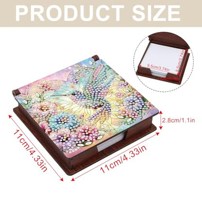 MVVMTOP Diamond Painting Kit memo Box, Diamonds Art DIY Hummingbird Patterns Sticky Note Box Special Shape Drill, with 160 Sticky Note, Ideal for Home Office Supplies, Handicrafts, Holiday Gifts - color: Hummingbird