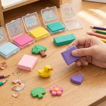 8 Pack Kneaded Erasers with Individual Storage Cases, Large Size Moldable Kneadable Erasers for Artists, 67 Theme Graphic Art, Supplies for Sketching, Drawing, Charcoal & Graphite (Style 1) - style: Style 1