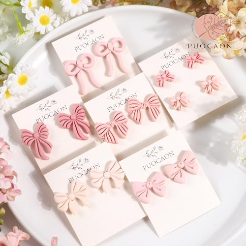 Puocaon Bow Polymer Clay Cutters - 14 Pcs Conquette Cute Clay Cutters for Polymer Earrings Jewelry