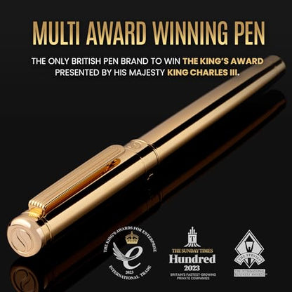 Scriveiner Luxury Fountain Pen - Stunning Luxury Pen, Real Gold Finish, Schmidt Gilded Nib (Fine), Converter, Best Pen Gift Set for Men & Women, Professional, Executive, Office, Nice Pens - color: 11. Gold, style: Fine Nib