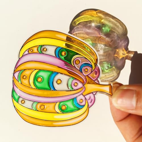 Ayhuhra 30 Sets Halloween Suncatcher Keychains Craft DIY Window Paint Art Suncatchers Witch Pumpkin Bat Cat Ghost Trick or Treat Sun Catchers for Halloween Activities Art Project - style: Halloween