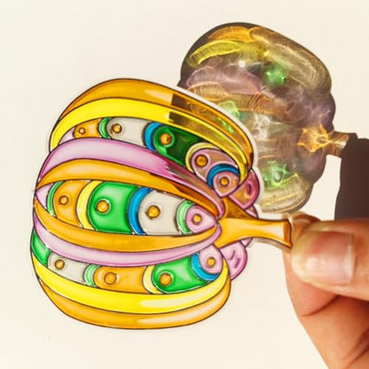 Ayhuhra 30 Sets Halloween Suncatcher Keychains Craft DIY Window Paint Art Suncatchers Witch Pumpkin Bat Cat Ghost Trick or Treat Sun Catchers for Halloween Activities Art Project - style: Halloween