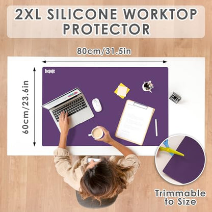 31.5" x 23.6" Extra Large Silicone Mat for Resin Casting, Epoxy and Crafts, Nonstick Silicone Sheet for Jewelry Casting Molds, Countertop Protector Mat Heat Resistant Placemats by Foepoge, Purple - color: Purple