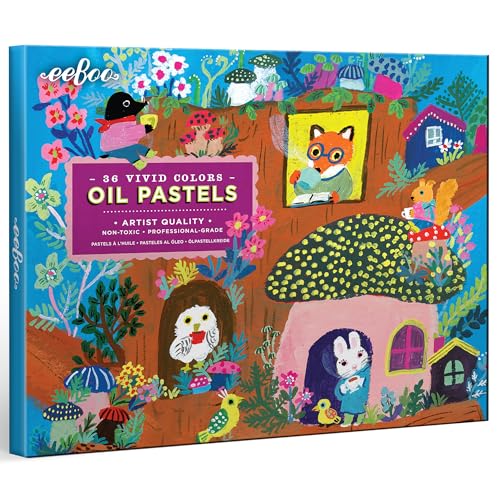 eeBoo Oil Pastels Mushroom House - 36 Artist-Quality Blendable Color Sticks, Bold Pigments for Drawing & Blending, Sliding Gift Box, Kids Ages 5+ - style: Yumi's Mushroom House