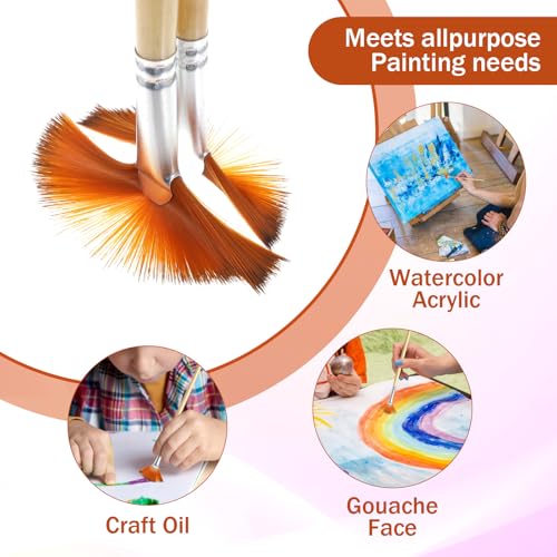 10Pcs Fan Brush for Painting, Professional Artist Fan Brushes, Soft Oil Paints Brush Acrylic Paint Brushes Paintbrushes for Oil Watercolor Gouache Painting