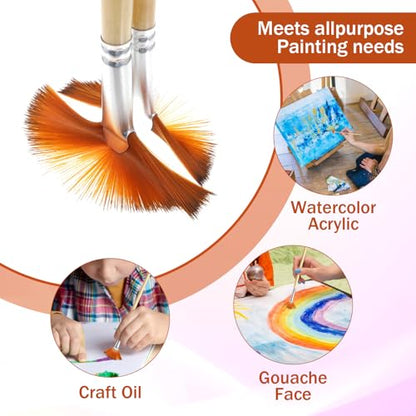 10Pcs Fan Brush for Painting, Professional Artist Fan Brushes, Soft Oil Paints Brush Acrylic Paint Brushes Paintbrushes for Oil Watercolor Gouache Painting