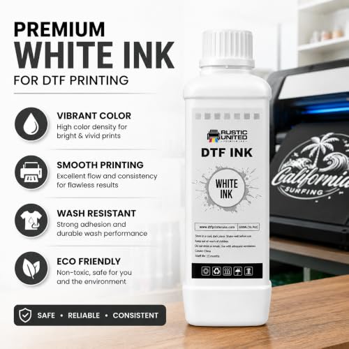Premium DTF Ink Refill 500ml for Heat Transfer Printing, Compatible with Epson ET-8550, ET-8500, XP-15000, L1800, L805, R1390, R2400, DX5, DX7, XP600, I3200 Printers (White, 500ml) - color: White, size: 500ml