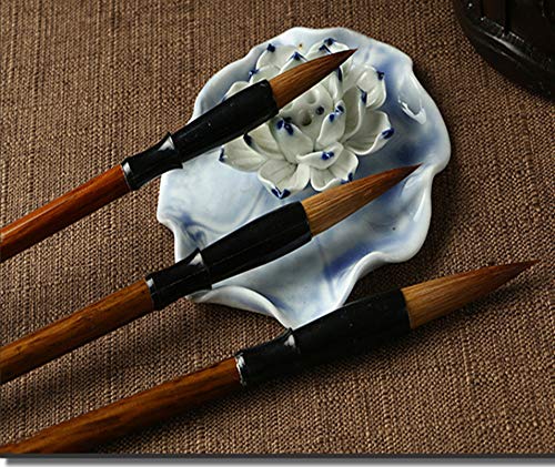 Befiy Chinese Calligraphy Brush, Writing Drawing Watercolor Ink Brushes Hubi Painting Kanji Sumi Wolf Bamboo Brushes Set for Professional Beginner (Green) - color: Green
