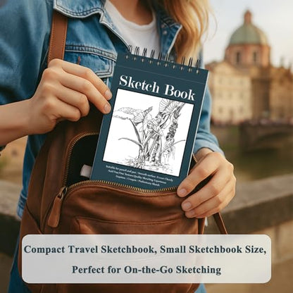 Small Sketchbook 5.5" x 8.5" - 2 Pack Top Spiral Mini Sketch Pad, Small Sketch Book Hard Cover, 100 Sheets Each 68lb/100gsm - Mini Drawing Paper for Kids, Portable Drawing Pad for Beginners & Artists. - color: Aegean Blue