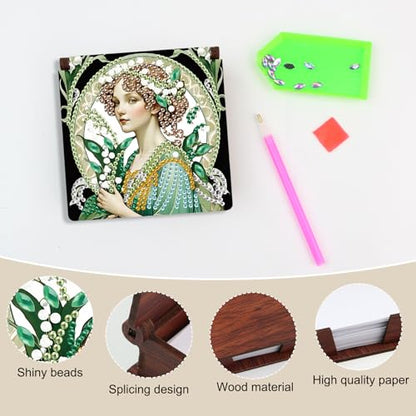 Diamond Painting Kit memo Box, Diamonds Art DIY Lily of The Valley Patterns Sticky Note Box Special Shape Drill, with 160 Sticky Note, Ideal for Home Office Supplies, Handicrafts, Holiday Gifts - color: Lily of the valley