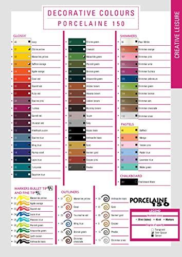 Pebeo Porcelaine 150, Water-Based High-Gloss Porcelain Paint, 45 ml Bottle - Scarlet Red - color: Scarlet Red