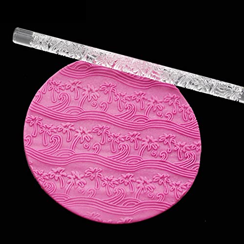 Rengue Acrylic Rolling Pin with 28 Patterns, Compliant Material, Comfortable Grip, 16 X 1 Cm, Lightweight for Dough and Pastry Acrylic Rolling Pin with 28 Patterns, Nan Kitchen (#22) - size: 52012 Coconut Tree Beach