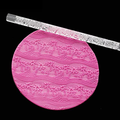 Rengue Acrylic Rolling Pin with 28 Patterns, Compliant Material, Comfortable Grip, 16 X 1 Cm, Lightweight for Dough and Pastry Acrylic Rolling Pin with 28 Patterns, Nan Kitchen (#22) - size: 52012 Coconut Tree Beach