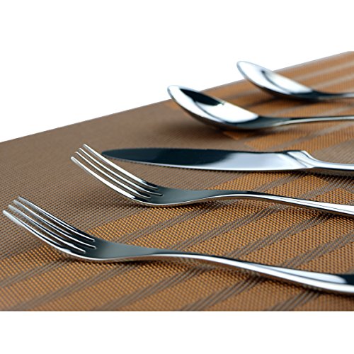 Silverware Set Mirror Polished Utensils – 5-Piece Flatware Set – Service for 1 – Stainless Steel Cutlery Kit of Dinner Forks, Spoons, Knives, Salad Forks & Teaspoons - size: 1-set-silver