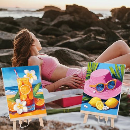 6 Pack Pre Drawn Canvas for Painting Pre Printed Canvas Kit 8 x 10 Inch Stretched Cotton Paint and Sip Set for Adults Couple Party Graduation Summer Date Night(Colorful Hawaii) - style: Colorful Hawaii