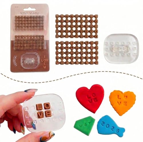 Letter Stamps for Clay, Alphabet Number Pottery Stamp Set Ceramic Polymer Clay Tools Small Press Fondant Embosser Letter Stamps DIY Cookie Cutters