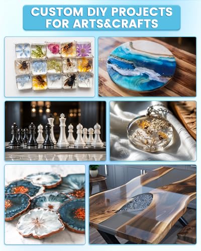 Epoxy Resin 64OZ Kit,Crystal Clear,Self Leveling,Bubble-Free,Anti-Yellowing Easy Mix 1:1,Suitable for Art Casting,Wood & Molds,Jewelry Projects,DIY Gifts - size: 64OZ