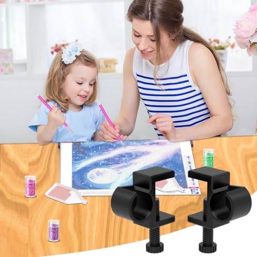 GFYYBKJ Diamond Painting Canvas Table Clamp Set, Diamond Painting Canvas Roll Holder, Diamond Art Kits and Craft Accessories for Adults, Gift for DIY Diamond-Painters(Black) - color: Black