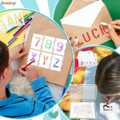 2.5 Inch 42 Pcs Reusable Letter Number Symbol Stencils, Plastic Painting Templates for Wood Wall Fabric Rock Chalkboard Signage School Door Porch DIY Art Craft Decoration Projects - size: 2.5 inch（White）