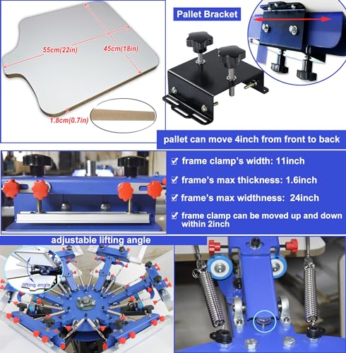 TECHTONGDA 6 Color 6 Station Screen Printing Press Micro-Registration Kit with Flash Dryer Washout Tank Squeegee Mesh Frame Accessories