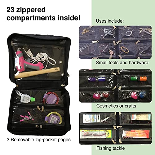 The Beadsmith Crafter’s Tote – Personality Case – 12 x 10 Inches, Carrying Case with Shoulder Strap, Removable Zippered Pocket Pages, Ideal Storage for Arts & Crafts, Travel, Toiletries and Makeup