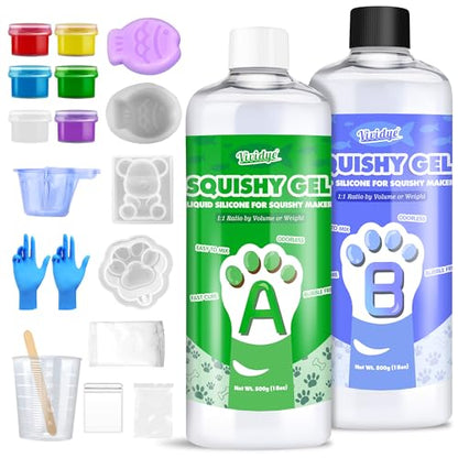 Vividye Silicone for Taba Squishy kit, 36oz Fast Cure Liquid Silicone Squishy Maker with 1:1 AB Ratio, Super Soft Silicones Rubber Making Kits for Cat Paw, Snapper, DIY Stress Relief Gifts - size: 1000g