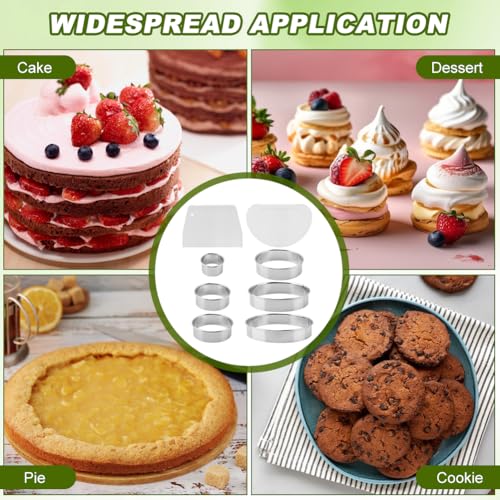 6PCS Round Cookie Cutters Set,Stainless Steel Biscuit Cutters For Baking,Round Cookie Biscuit Cutter in Graduated Sizes Shape Mol ds for Pastries Doughs Doughnuts(Silver,Size:2, 3, 3.5, 4, 5, 6 Inch)