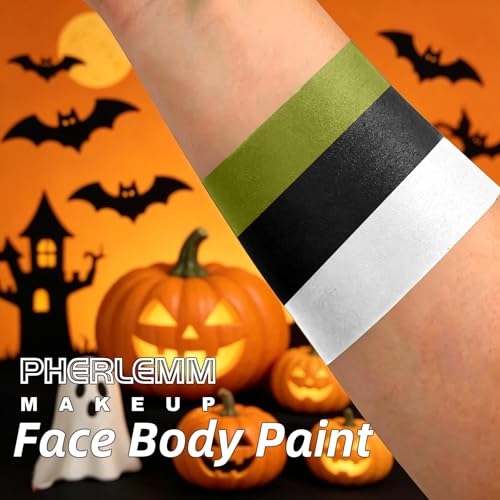 Black White Olive Green Face Paint Sticks Waterproof Eye Black Smooth Smudge-proof Body Paint High Pigment for Sports Event Halloween SFX Makeup Camo Hunter Jungle Warrior Looks - color: Black White Olive Green