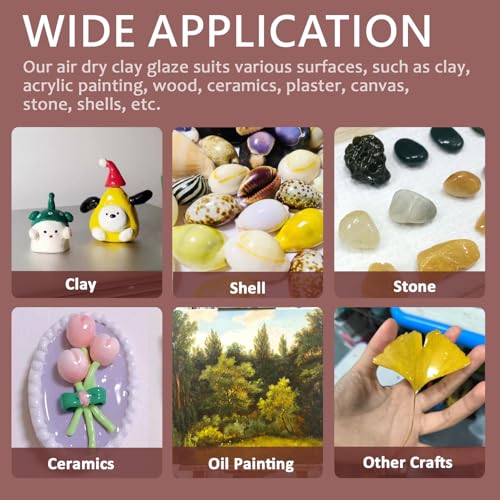 Air Dry Clay Varnish Set with 2 Brushes and 2 Dishes, 50ML x 2 Acrylic Glaze, Clear Clay Glaze Used to Prevent Clay Cracking, Scratches, and Wear, Having a Gloss Glaze Effect (Gloss)