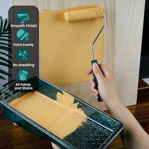 Paint Roller Kit, 17 Pack, 4 Inch Paint Roller, Small Paint Roller with Tray Liners, Paint Brushes for Walls, Microfiber Roller Covers, Mini Paint Kit for Painting Doors, Cabinets and Home - color: 4" paint roller kits, paint brush