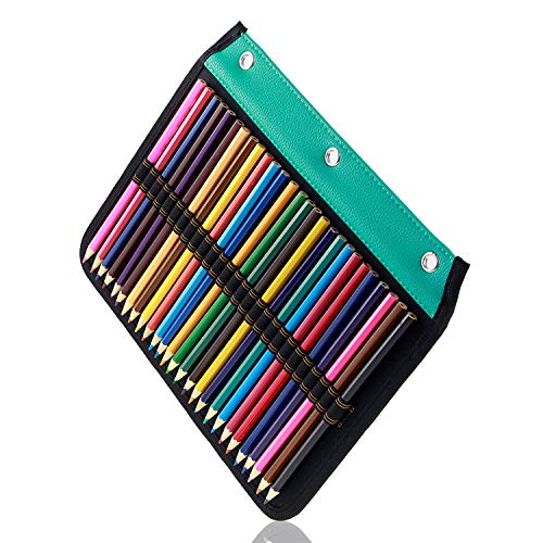 YOUSHARES 54 Slots Pencil Sleeve - Standard 3 Ring Binder Designed Pencil Page Compatible with 216 Slots Pencil Case for Watercolor Pencil, Gel Pen & Cosmetic Brush (Green) - color: Layer Green